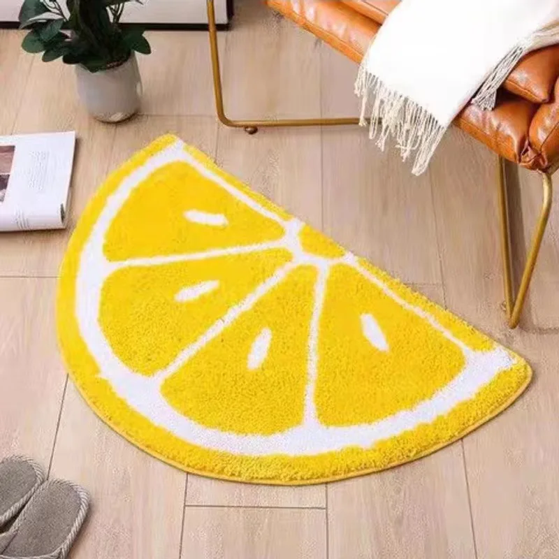 

Cartoon Orange Bathroom Carpet Minimalist Household Doorstep Absorbent Foot Pads Flocking Living Room Coffee Table Anti-skid Rug