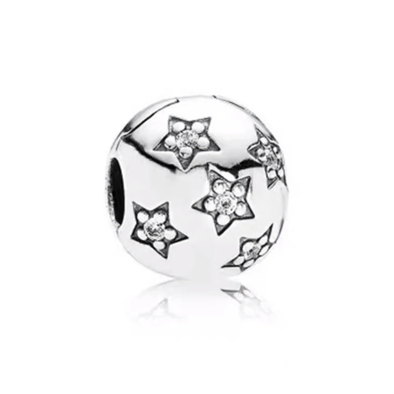 Hot Sale Sparkling Celestial Sun, Star & Moon Clip Charm Bead Fit Original 925 Sterling Silver Women Bracelet DIY Jewelry Gift