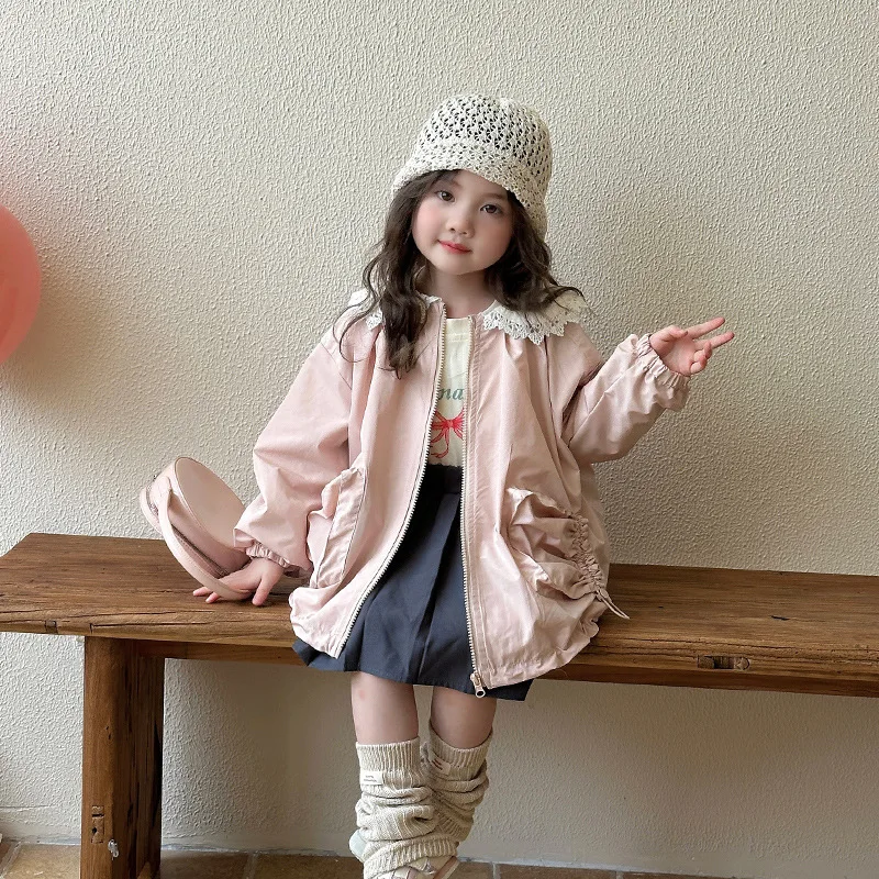 خندق للفتيات لربيع وخريف 2025 سترة حلوة غير رسمية متوسطة الطول على الطراز الكوري الجديد #3