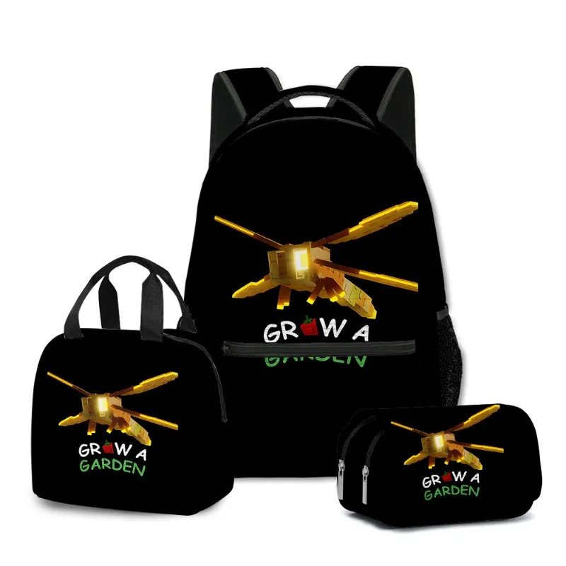Gioco 3D Roblox Grow A Garden Studenti delle scuole primarie e secondarie Zaino Zaino Borsa per il pranzo Borsa per matite Borsa per la scuola 3 pezzi / set
