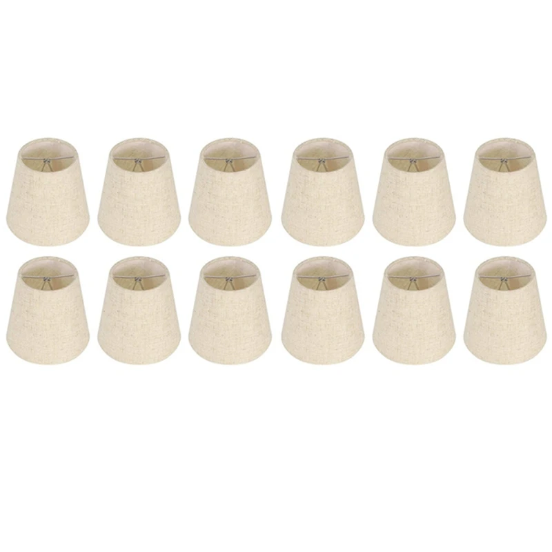 HOT! Small Lamp Shade Clip On Bulb Set Of 12 For Candelabra Bulbs, Barrel Fabric Lampshade For Table Chandelier Wall Lamp