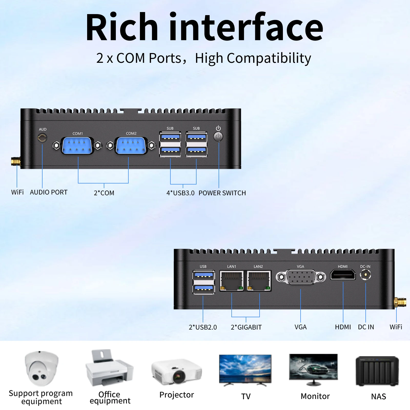 MSECORE Intel Celeron J4125 Fanless Mini PC Windows 10 Computador de escritório Linux Dual Lan Computador de mesa PC industrial portátil