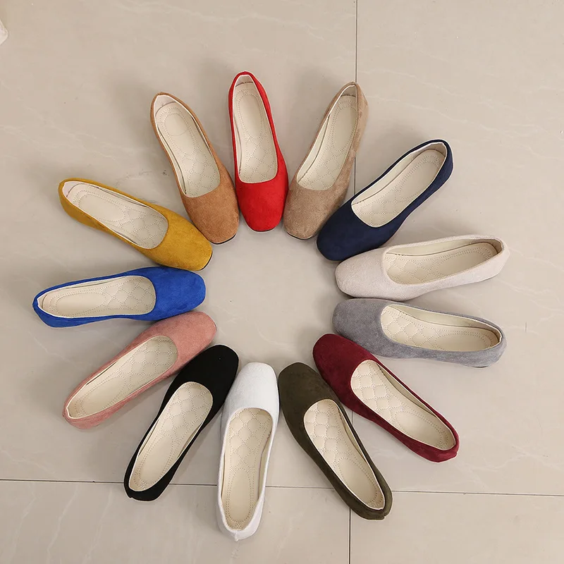 Women Spring Autumn Candy Color Flat Shoes Round Toe Suede Loafers Slip on Women's Office Work Casual Shoes Size 43 WSH3606