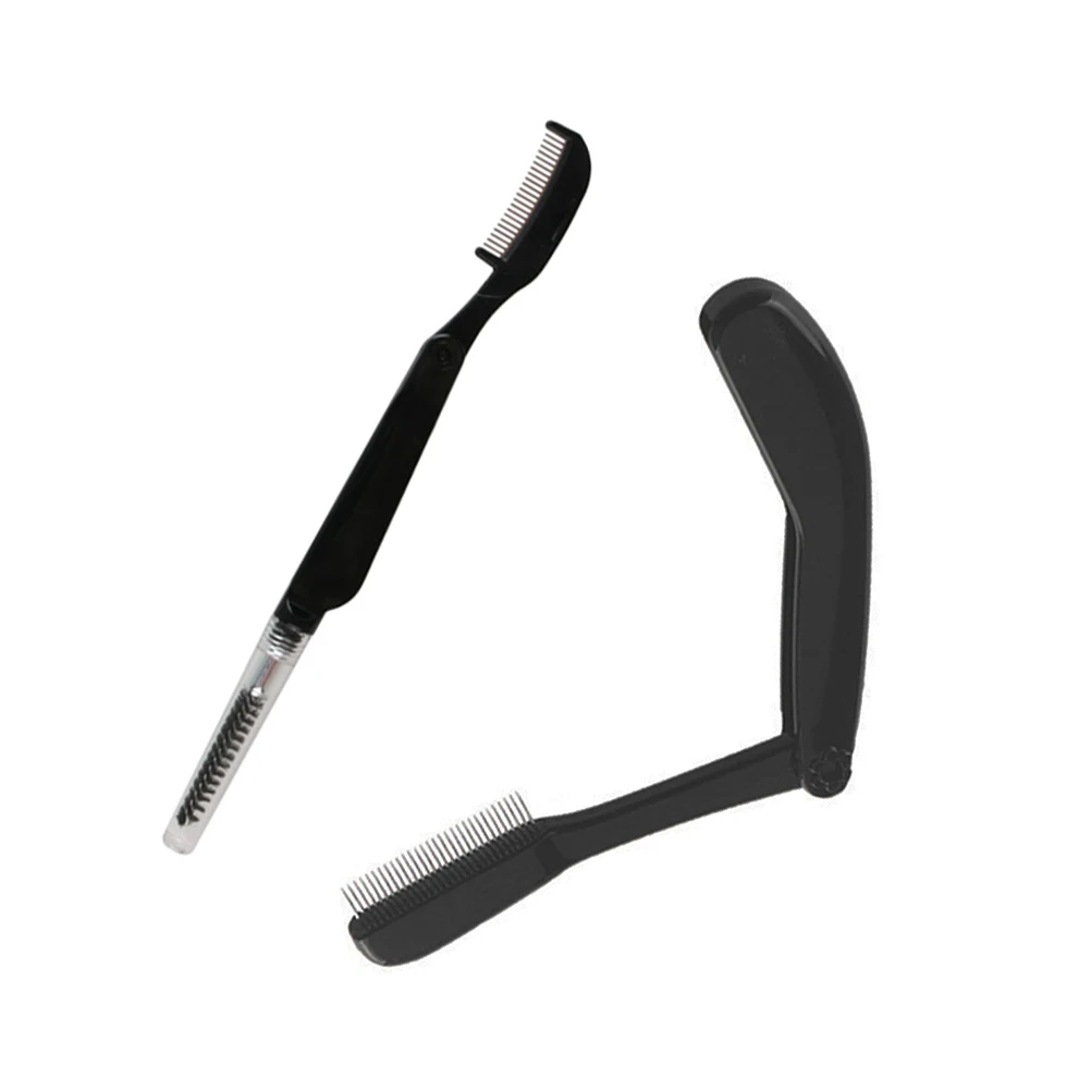 Peine de cejas plegable de acero inoxidable para mujeres y niñas, cepillo de aseo portátil, herramienta de maquillaje, 2 uds.