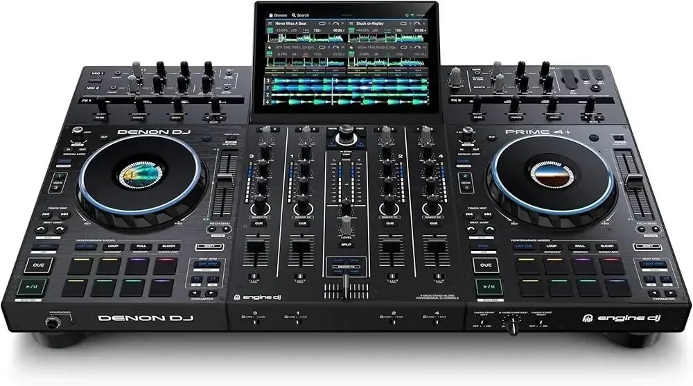 Sistem DJ Mandiri 4-Kanal Denon DJ Prime4 Baru - Kompatibel dengan Serato DJ