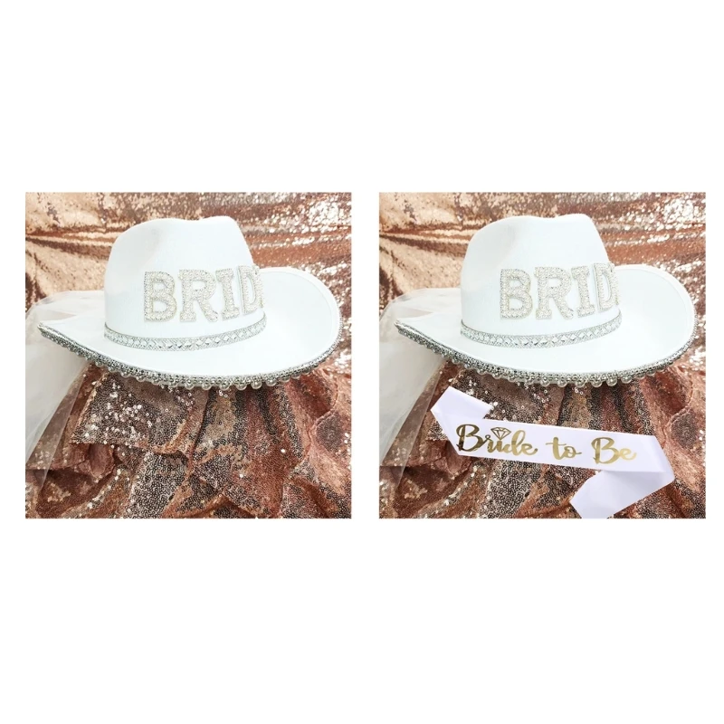 

Bride Cowgirl Hat Bride To Be Sash Bride Cowboy Hat Bachelorette Party Hat 066F