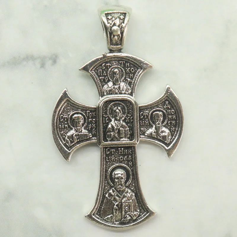 

Buy 3 Get 1 Free 7.7g Jesus Christ Savior Orthodox Cross Silver Pendant carries a unique spiritual tradition Prevent Allergy
