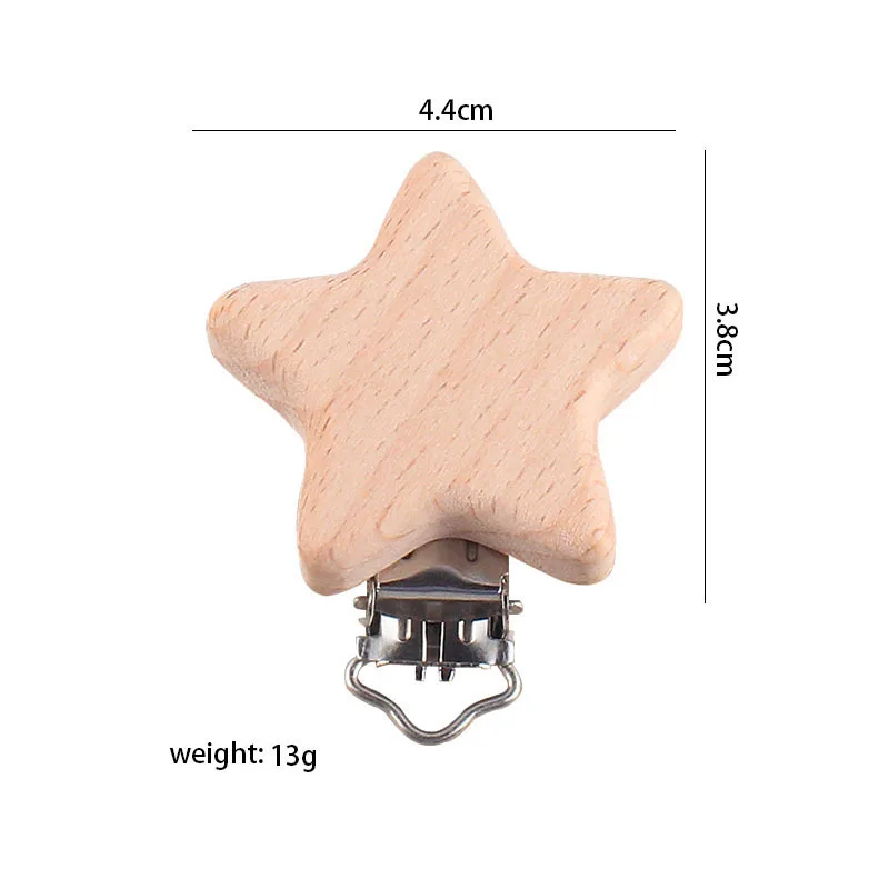 5 pezzi clip per ciuccio in legno di faggio massaggiagengive per bambini chiusura per succhietto accessori infermieristici in metallo dentizione masticabile catenelle per clip fittizie fai da te