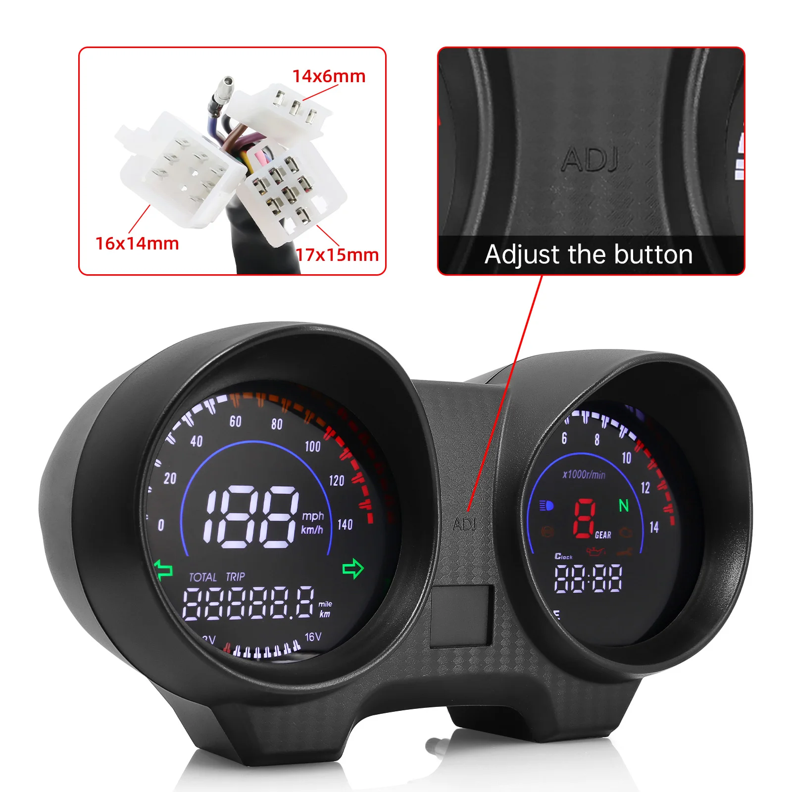 Motorcycle RPM Speedometer Voltmeter Moto 6 Gear Display Fuel Gauge for Brazil TITAN 150 Honda for Honda CG150 Fan150 2010 2012 image 5