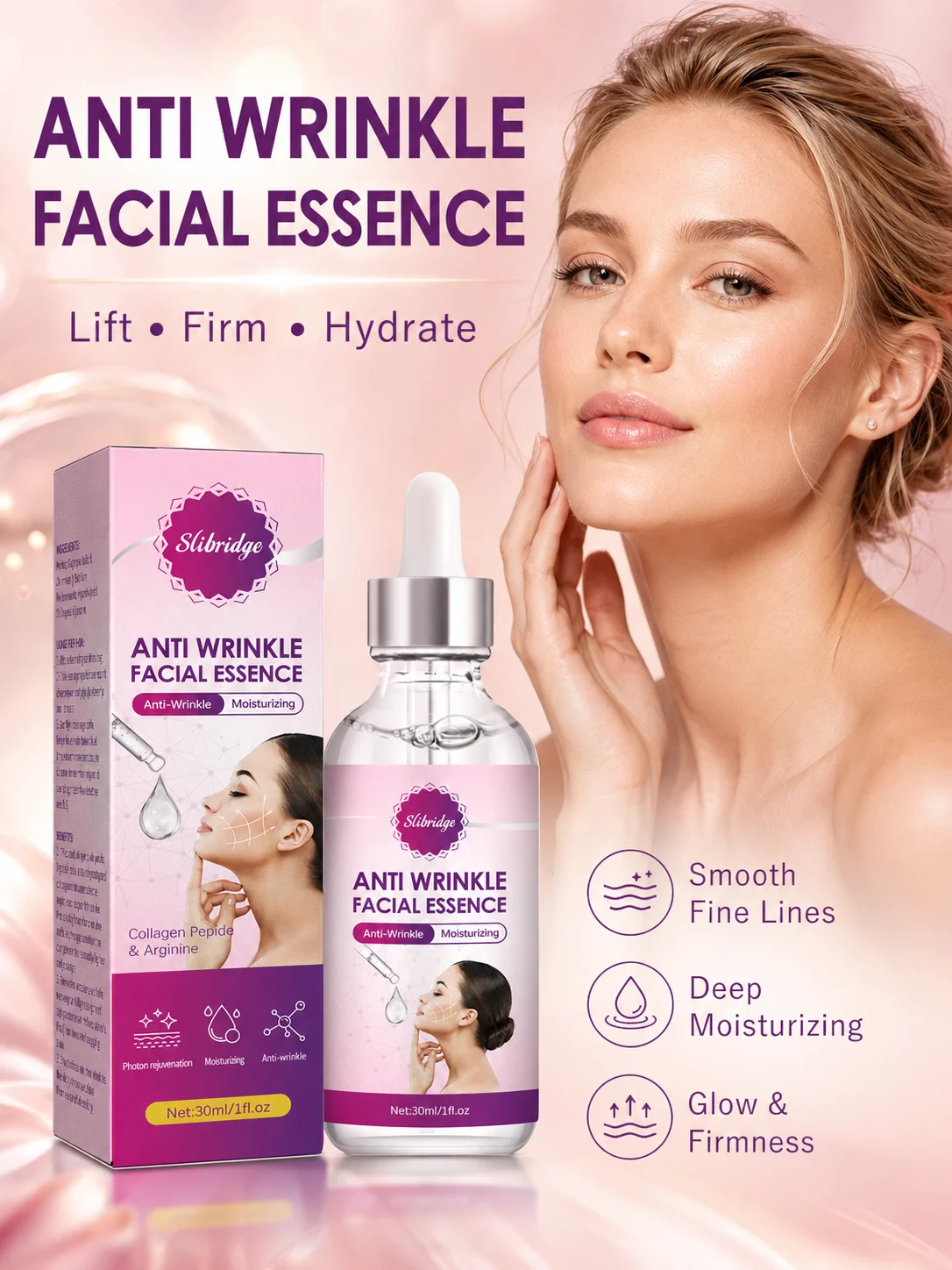 Anti Aging Facial Essence Anti Wrinkle Firming Lifting Serum Deep Moisturizing Collagen Boost Skin Renewal Face Care