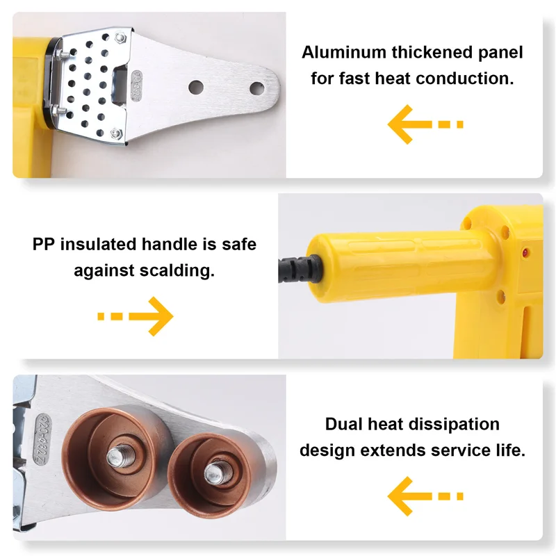 

PPR Water Pipe Heat Fuse Water Pipe Constant Temperature PE Hydropower Engineering Quick-Heat Welding Machine EU Plug