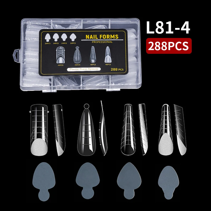 288PCS nail crystal extension nail model mixed with 1-4-12 types of paper free finger extension crystal nail film transparent na
