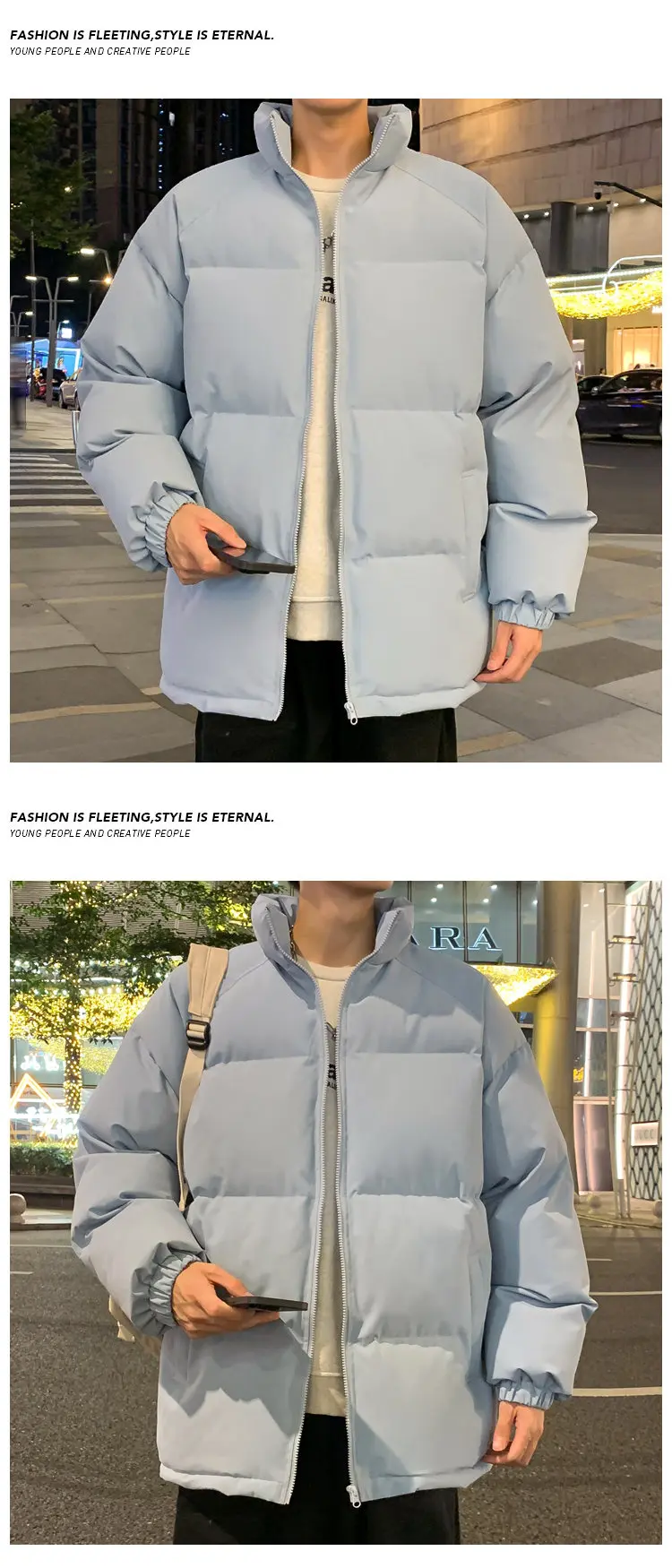 Men's Parkas Warm Basic Style Casual Jackets Thicken Winter Coat Puffer Jacket Solid Color Outwear Men's Clothing