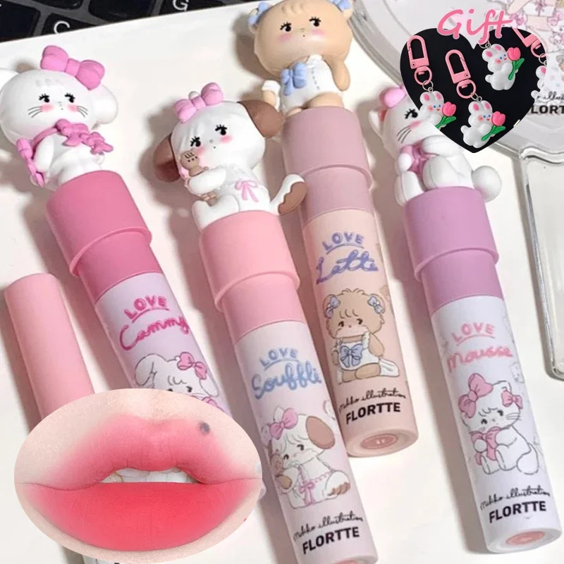 FLORTTE/MIKKO Lip Glaze Co Branded Milk Cake Lip Crème Blijvende Non Stick Cup Lip Modder Verhelderende Matte lippenstift Vrouwen Cosmetica