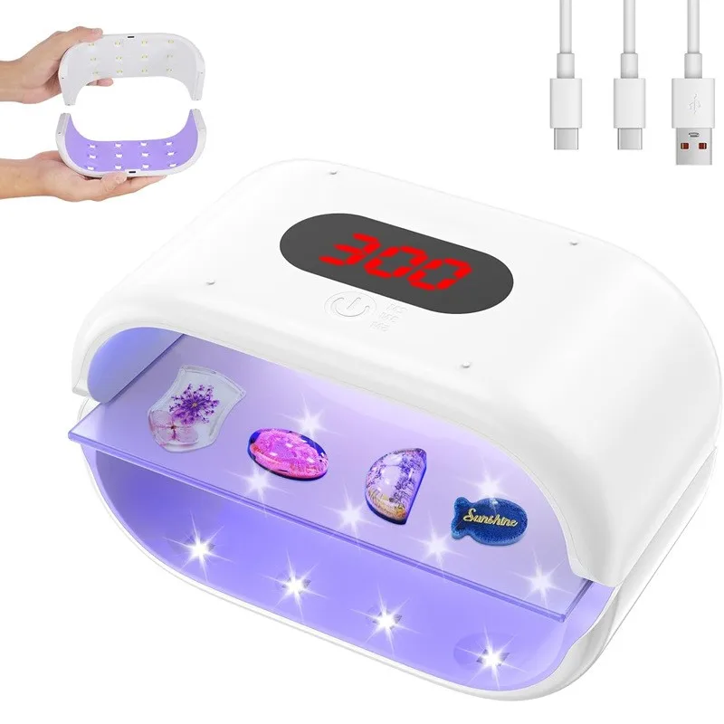Dual Light Source Nail Lamp 24 Beads UV Curing Lamp For Gel Nails-Mobile Screen Compatible, Non-Blackening, 120 Seconds Cure-Hot