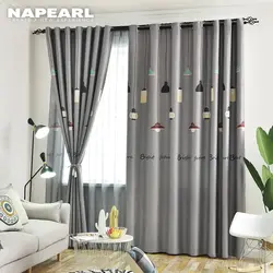 NAPEARL Grey Printed Cartton Curtain for Children Kids RoomBedroom Balcony Window Drapes French Window Curtain 1PC
