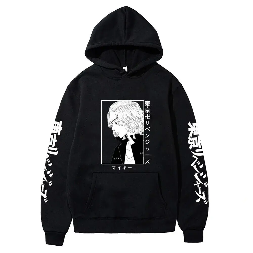 Tokyo Revengers Japanese Anime Manga Print Pullover Hoodie Black