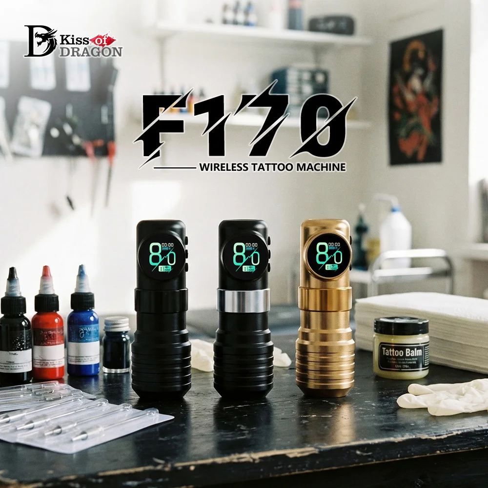 T-Rex F170 Wireless Rotary Tattoo Pen, 1900mAh Long-Lasting Battery Tattoo Machine with LED Display, Dot Work Mode Tattoo Gun