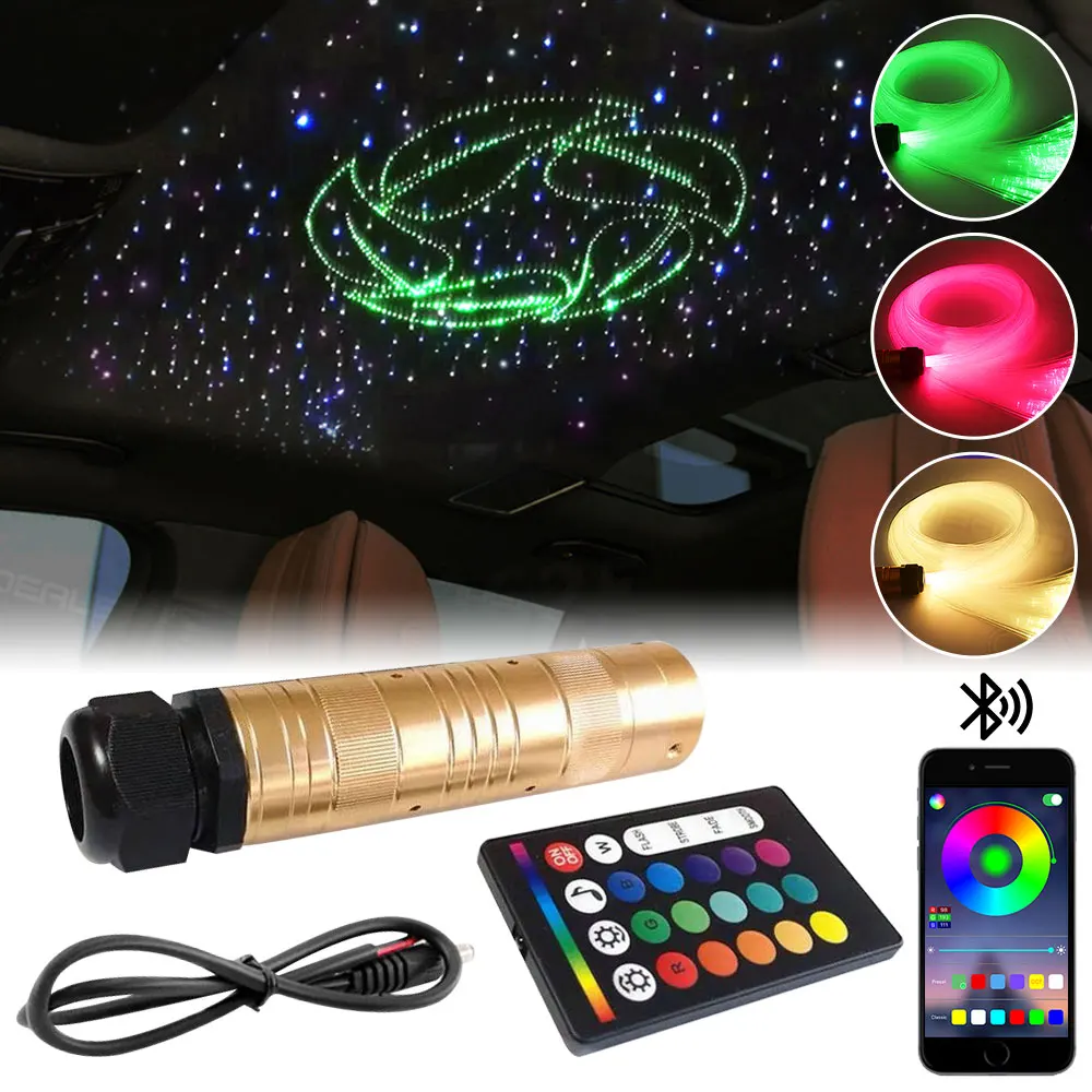 

LED Fiber Optic Star Ceiling Light kits RGBW Car Roof Star Lights Light Engine Bluetooth Control With 0.75mm End Glow Cable Kit