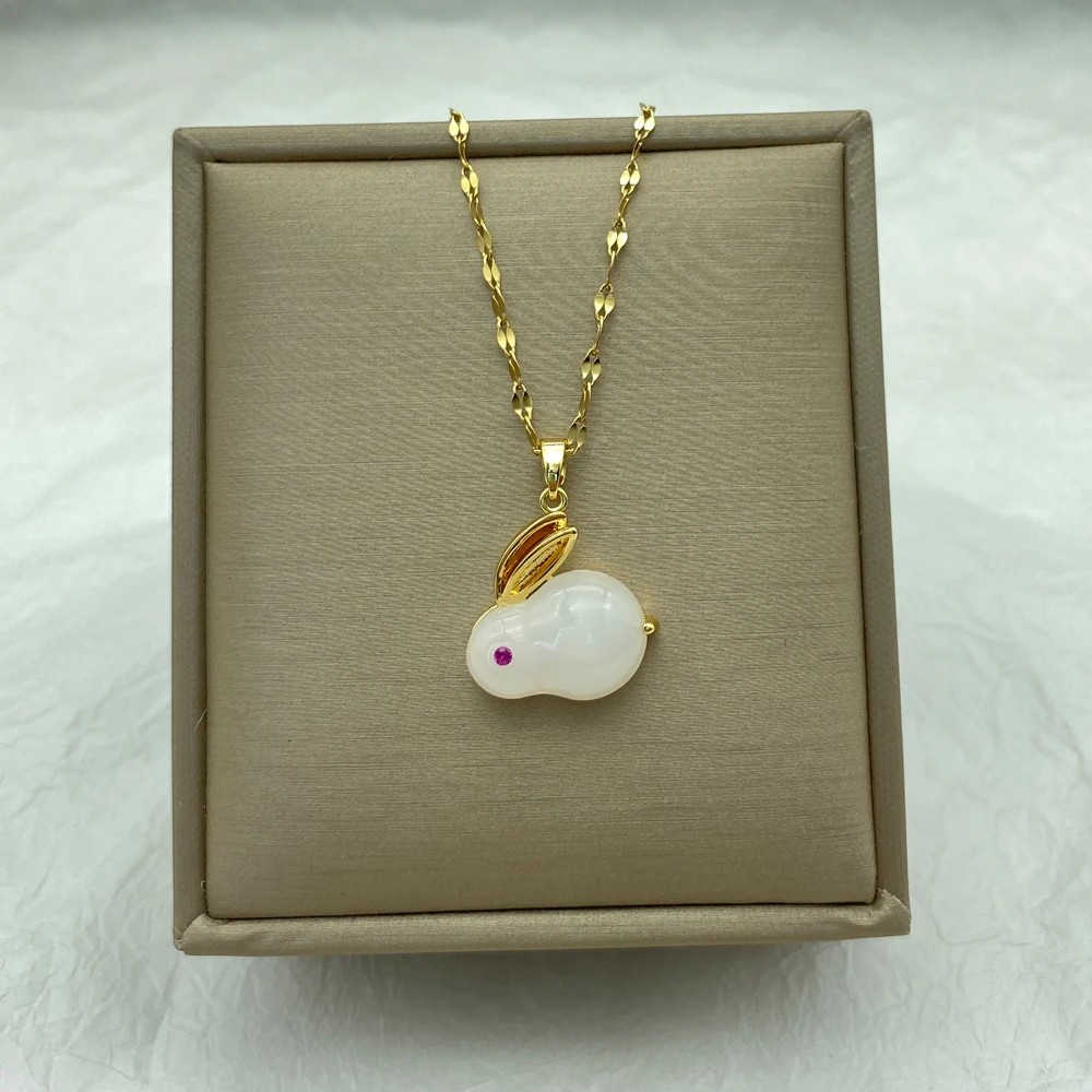 White Rabbit Stainless Steel Necklaces for Women Fashion Jewelry Cute Pendant Necklace New In Choker Gold Color Simpe Style