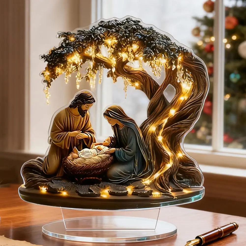 Decoración de escritorio de presépio, diseño clásico acrílico 2D, adecuado para el hogar y la oficina, decoración del Festival de Navidad, O8D6, 1 Uds.