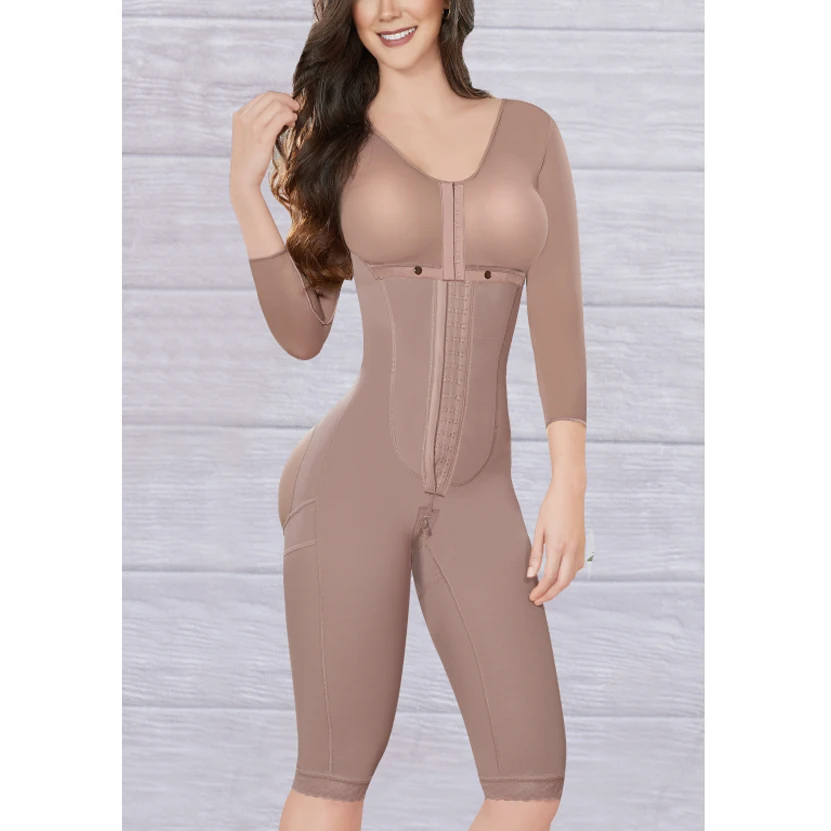 Full Body Shapers Women Bodysuit Faja Mujer Waist Trainer Plus Size Female Clothing Long Sleeve Control Long Bodysuit Shapewear