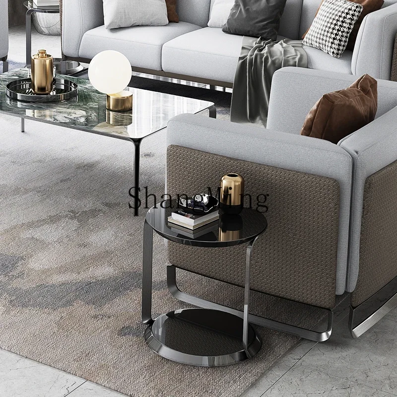 

CL Simple Light Luxury Stainless Steel Creative Round Tea Table Combination Sofa Side