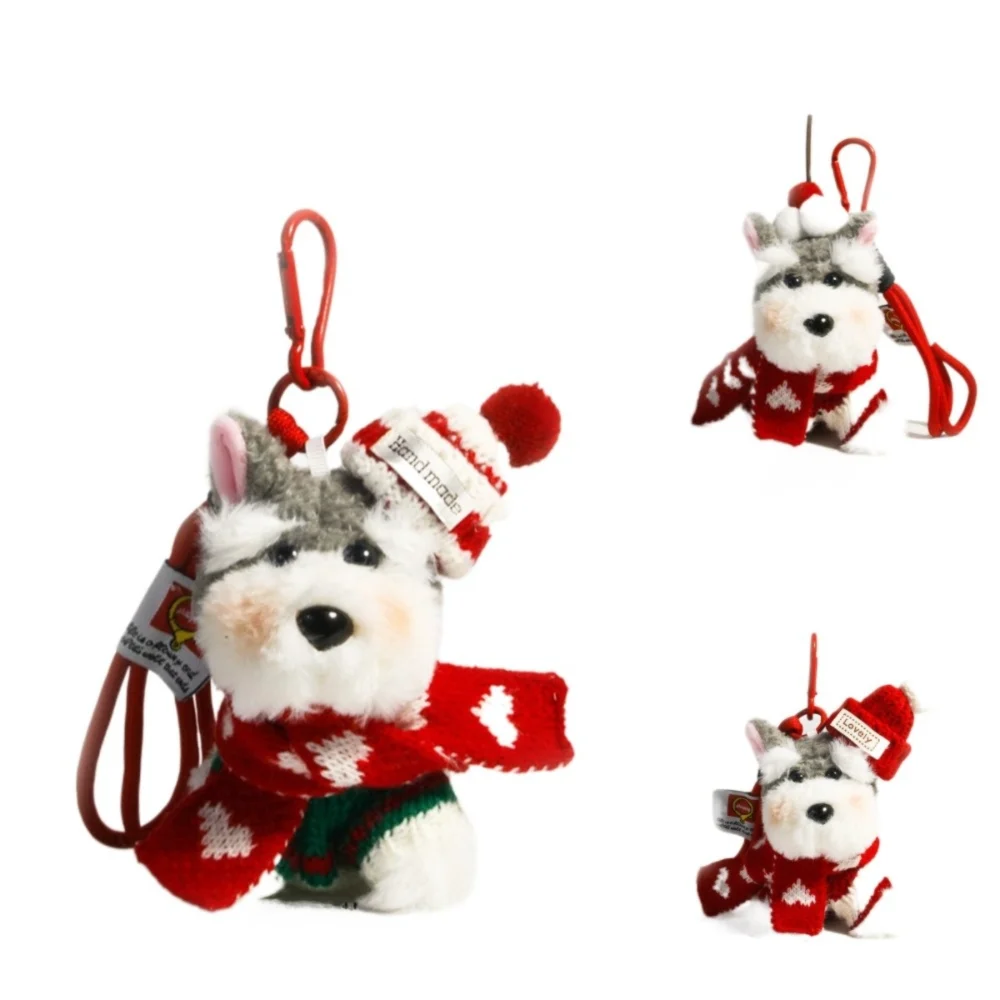 

Милый брелок-шнауцер: мультяшный красный кулон для сумки, подарок с шарфом