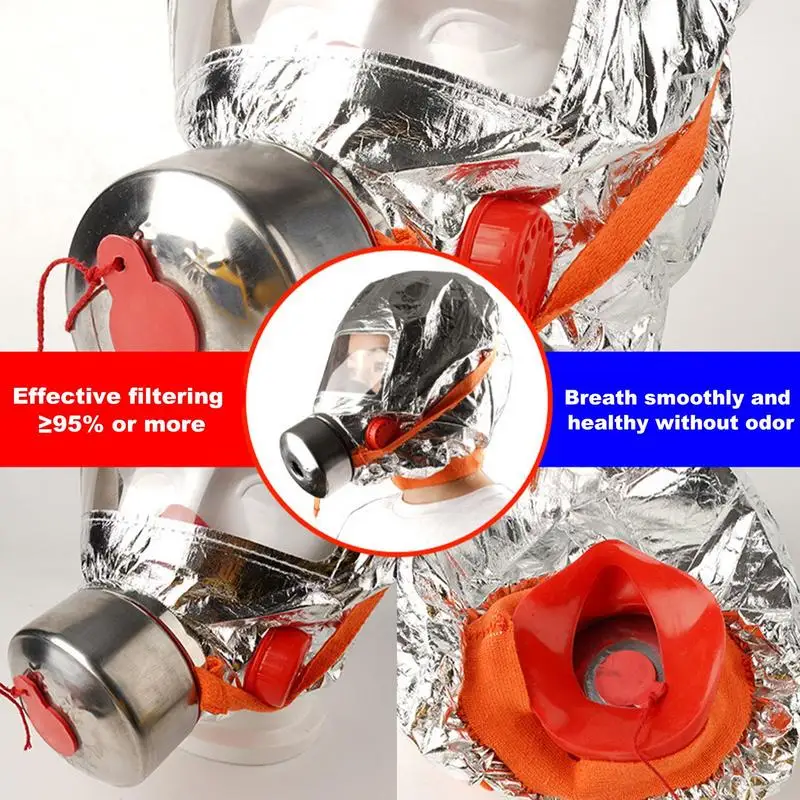 Full Face Fire Hood Cover Reusable Fire Escape Face Covering Anti-Fog Nose Shield With Filter Reusable Escape Breath Protector