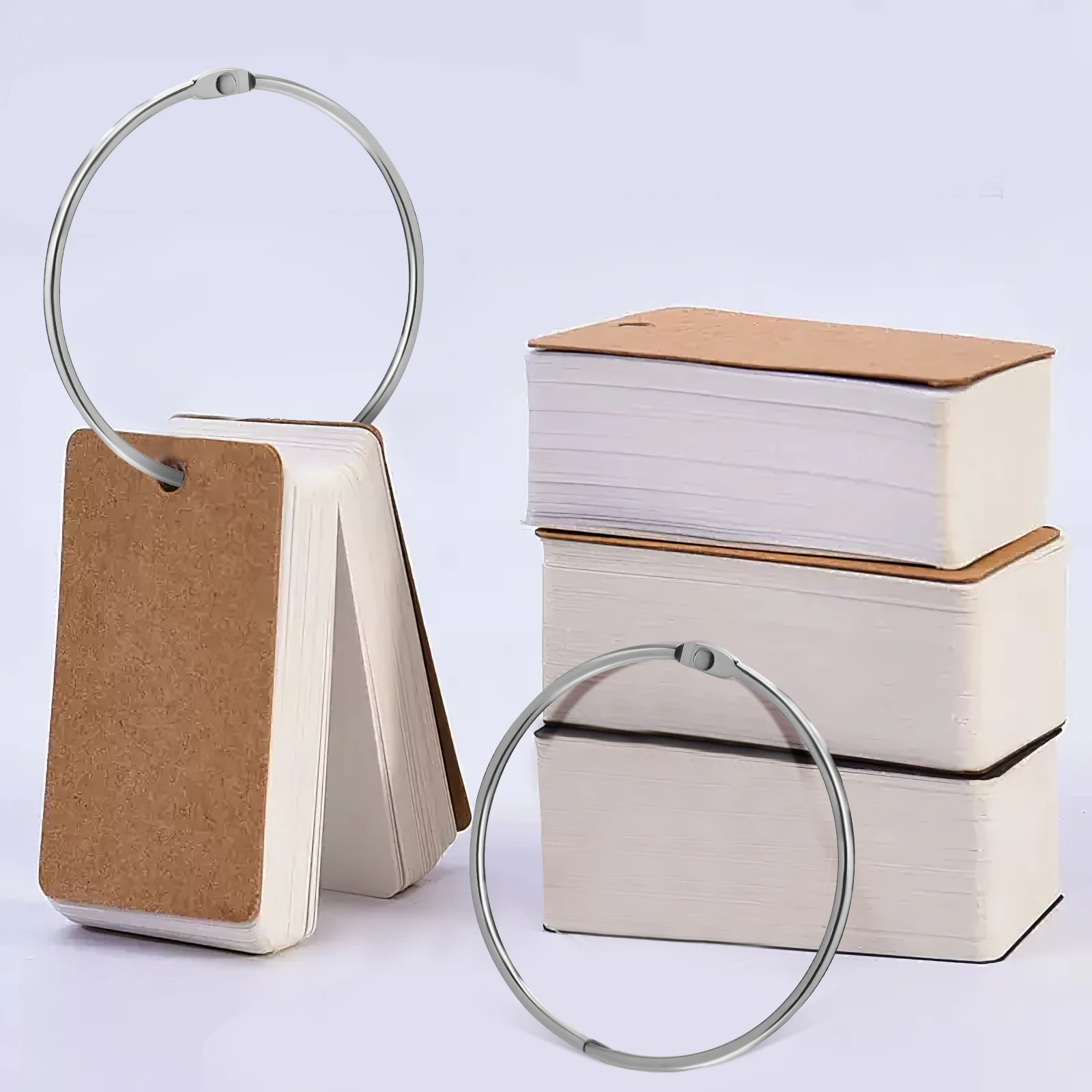 

16 Pcs Metal Book Circle Flash Card Rings Circular Binder to Open Paper Silver for Flashcards