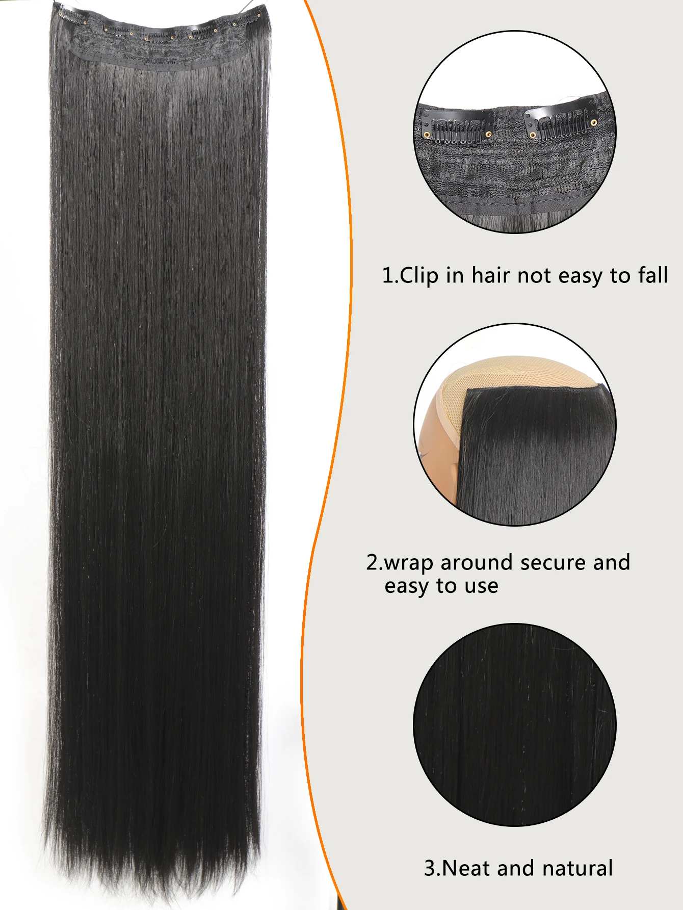 Sintético 5 grampos em extensões de cabelo para mulheres, penteado reto longo, cabelo falso natural, preto, marrom, loiro, 80cm