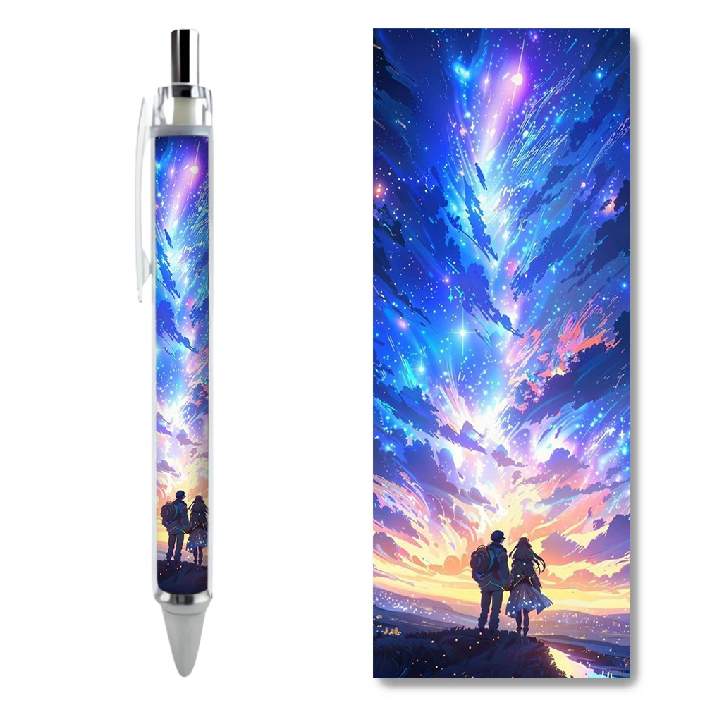 2/4PCS Abstract Art Illustration Beautiful Starry Sky Couples Oil Painting Gel Pens Stationery HD Pattern Caneta School Supplies