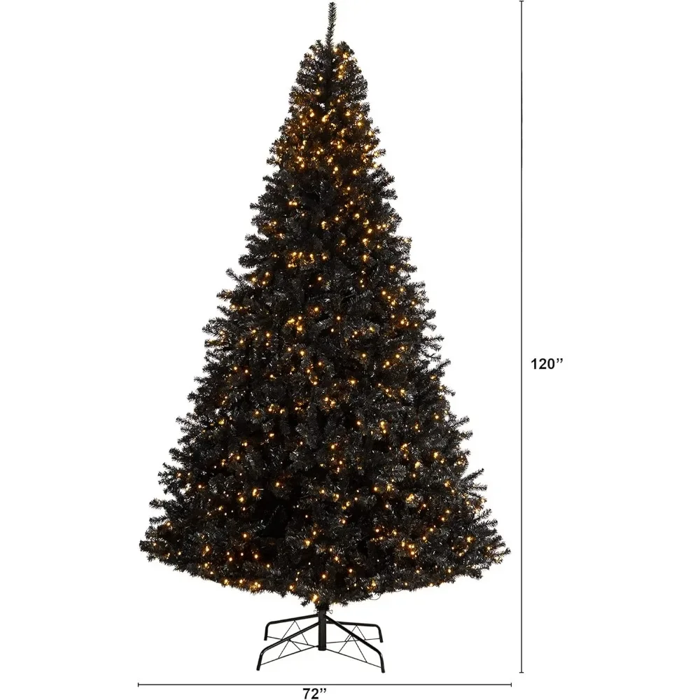 10 Foot Black Artificial Christmas Tree, Equipped with 950 Clear LED Lights and 3056 Tips Made of High-quality Materials