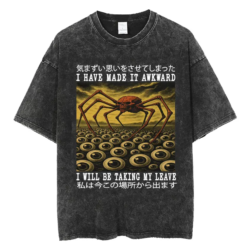 

Винтажные футболки с эффектом потертости «Предвестник неловких ситуаций», забавные японские футболки в стиле Weirdcore с графическим принтом, мужские футболки в стиле Харадзюку, топ