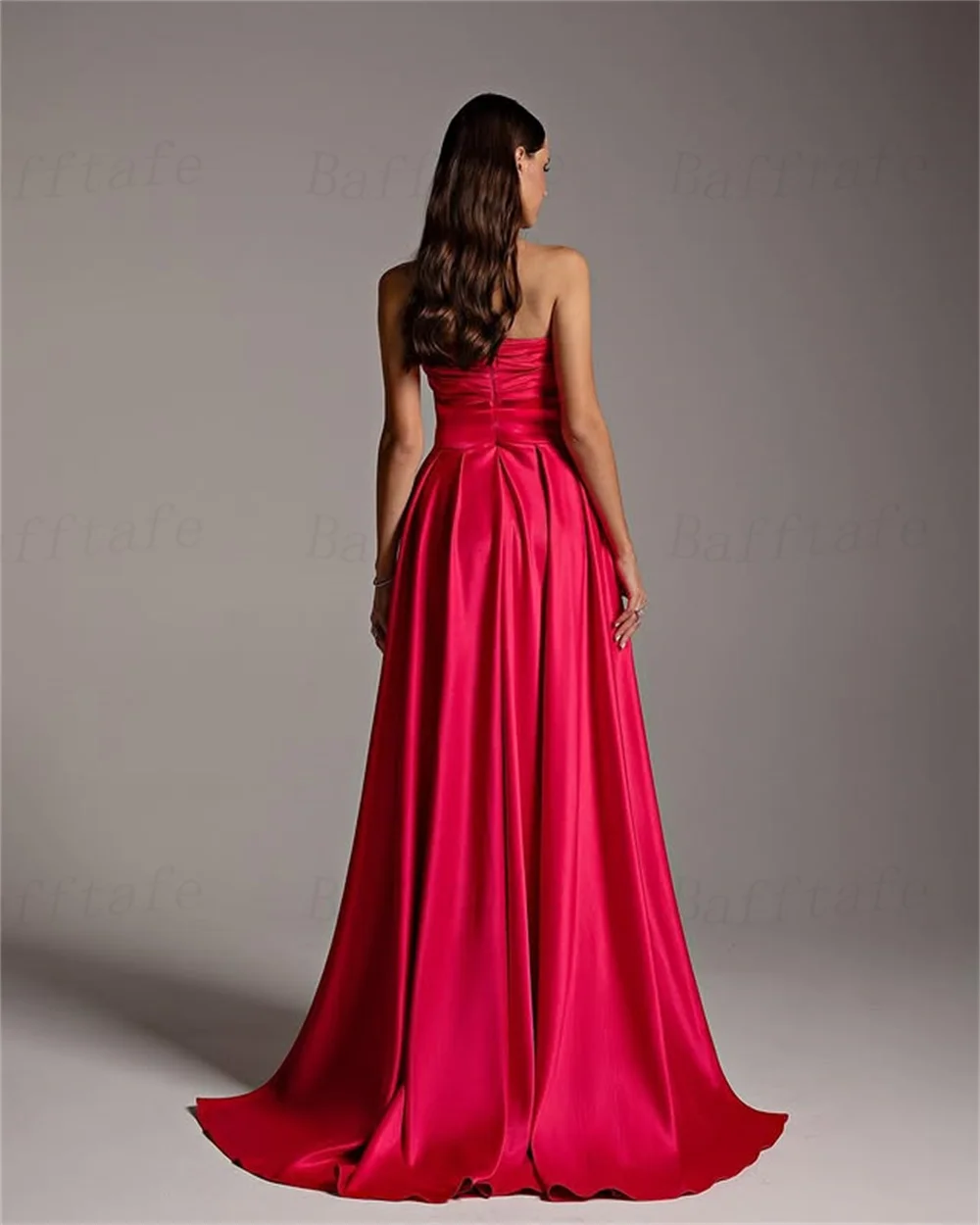 Bafftafe Elegant Mermaid Satin Evening Dresses Strapless Women Long Prom Gowns Customized Bodycon Formal Special Party Dress