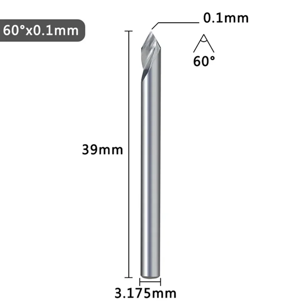 Imagem -04 - Haste v Forma Ponta Escultura Cortador 20 30 45 60 Graus Fresa Carboneto de Tungstênio Roteador Bit Pcb 3d Gravura Bit 1pc 3.175 mm