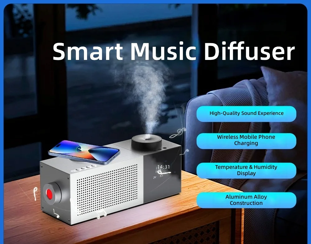 Essential Oil Diffuser, 400ml Smart Aroma Machine, Auto Scent Sprayer, Music Player, Waterless Fragrance Dispenser