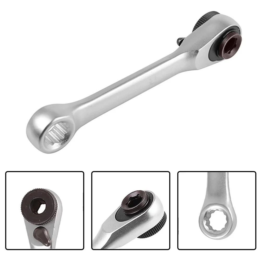 

Ergonomic Double Headed Ratchet Wrench Screwdriver Bit Tool, 14 Inch, Easy Thumb Switch, for Hard to Reach Nuts and Bolts