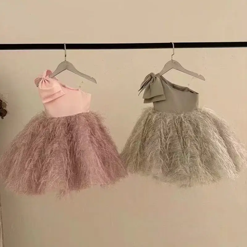 Sleeveless Tulle Princess Dress for Girls Puffy Party Gown Kids Performance Costume 80-130cm