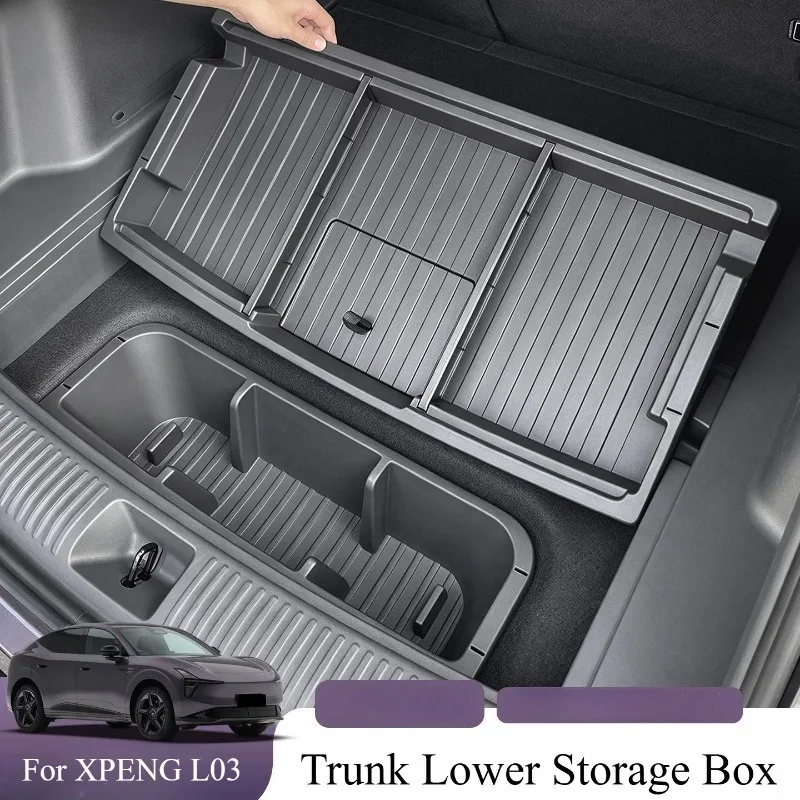 Rear Trunk Lower Storage Box For XPENG L03 2026 2027 Hidden Embedded Under Boot Organizer Car Trunk Modification Accessories