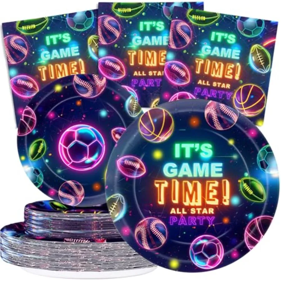 

Birthday Party plies for 40 Guests, Glow Plates and Napkins Set, Party Decorations for Boys