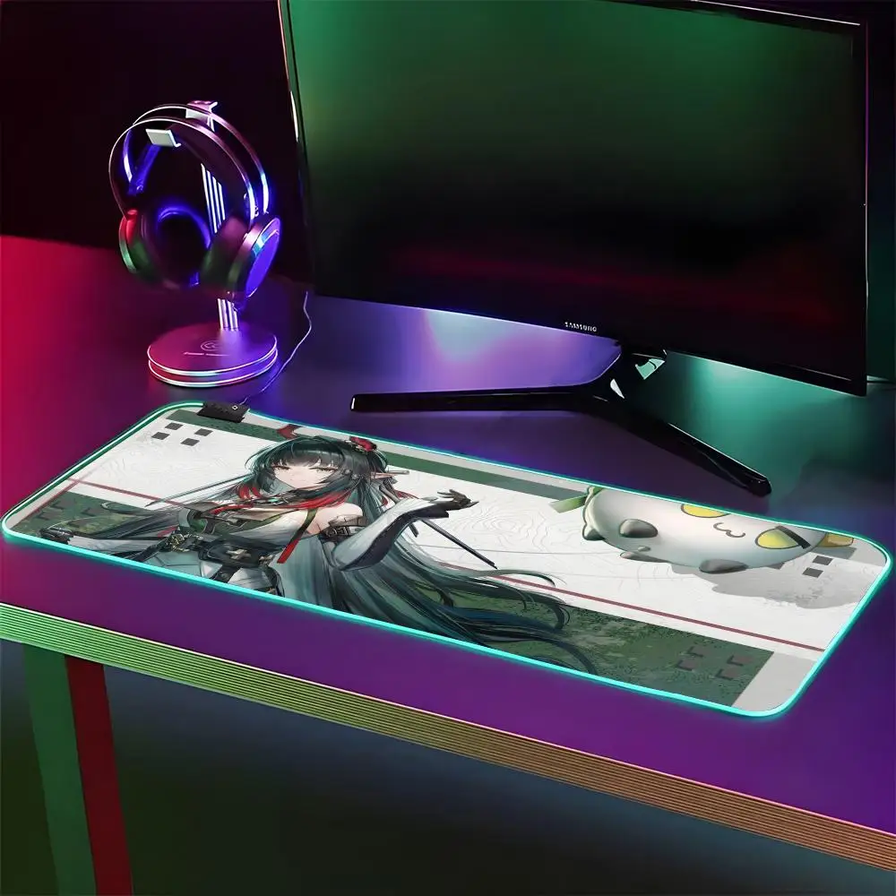 Arknights-endfield Character Mouse Pad RGB Gaming Mouse Pad Desk Mat HD Gamer Large LED Light XXL MousePads
