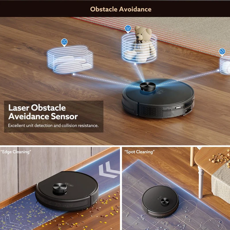 Purerobo LDS Navi X8 Robot Vacuum Cleaner Daya Hisap 5000pa Dengan Aplikasi Gyroscope Vacuum Mop Sweep 3 in 1, Peralatan Rumah Pintar