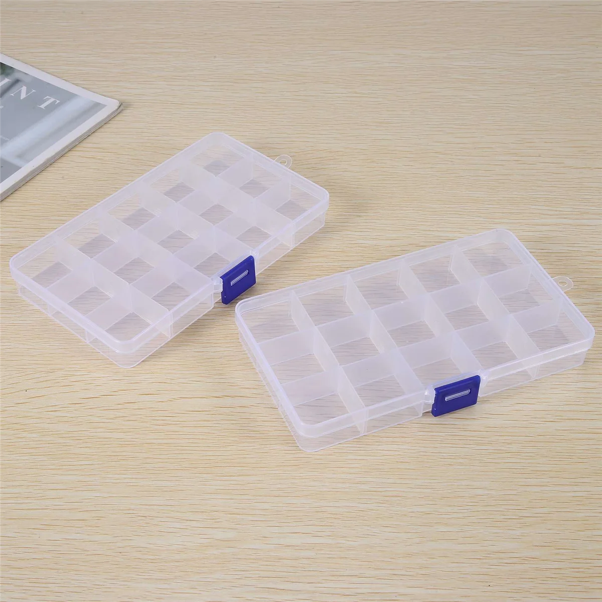 Plastic Organizer Box, 2 Pack Clear Bead Organizer for Jewelry Tackle Earring Craft Beads(15 Grids)