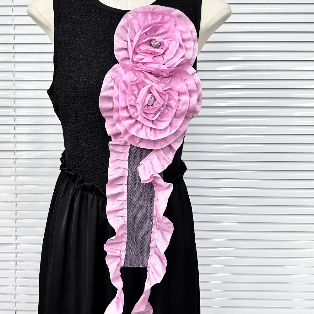 Handmade Fabric Long Flower Brooches for Women Fashion Exaggerate Shirt Apparel Performances Pins Accessories Jewelry Gifts