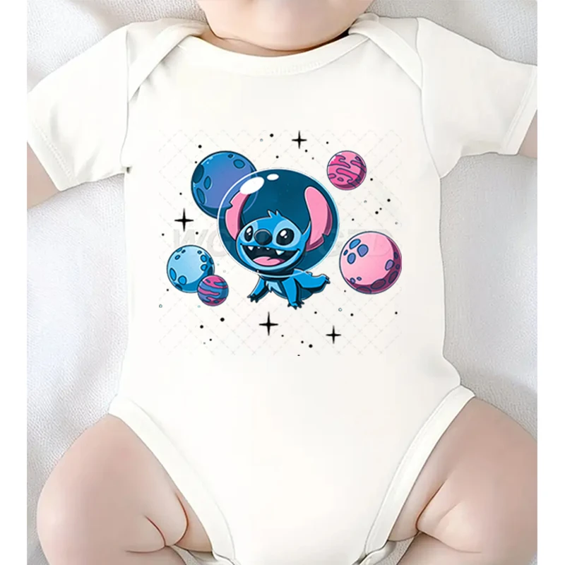 

Kawaii Stitch Space Комбинезон для маленьких девочек и мальчиков Stitch Exploring The Universe с принтом Хлопковый комбинезон для младенцев Милый детский комбинезон с вышивкой