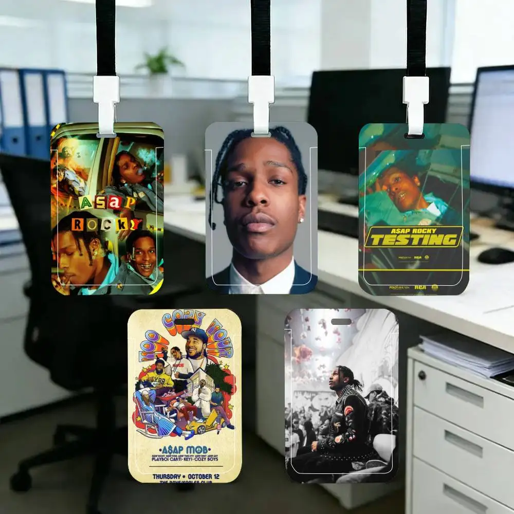 

Rapper A-ASAP R-Rocky ID Card Holder Neck Strap Pendant Door Badge Holder Lanyards Keychain Work Credential Case Gift