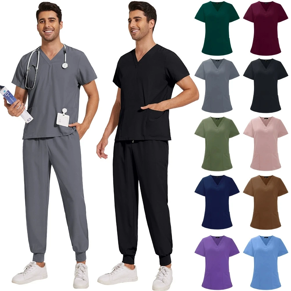 

New Lightweight Anti-wrinkle Surgical Uniform Woman Men Medical Nurse Scrub Set Soft Breathable Jogger Nursing Clinical Workwear