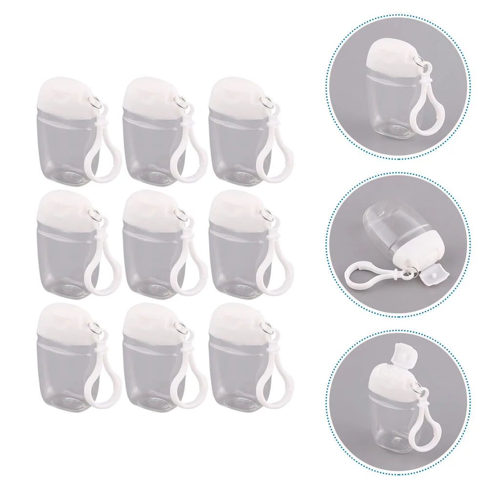 9 Pcs Flip Cap Bottle with Hook Makeup Bottles Travel Keychain Holder Multi-use Convenient Leakproof Small Hand