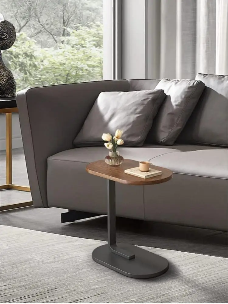 Small Side C Shaped End Table for Sofa and Bed TV Tray Table with Metal Frame for Couch Living Room Bedroom 45*28*59CM